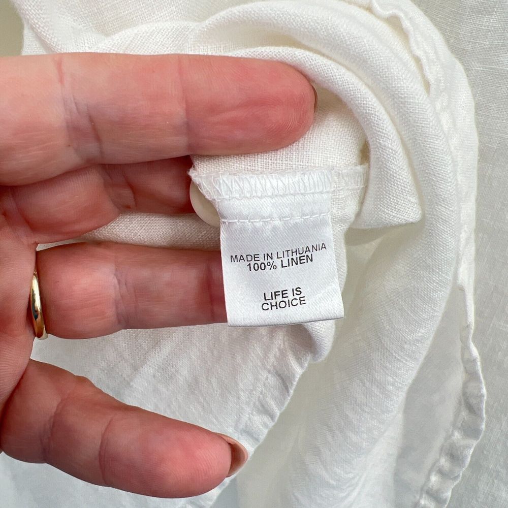 FLAX by Jeanne Engelhart Size 1G 1X White Button Down Shirt Lagenlook Top Linen - Picture 14 of 16